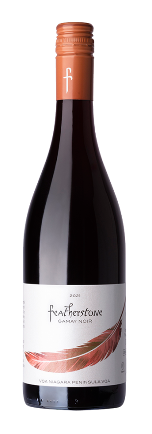 bottle of 2021 Gamay Noir on white background