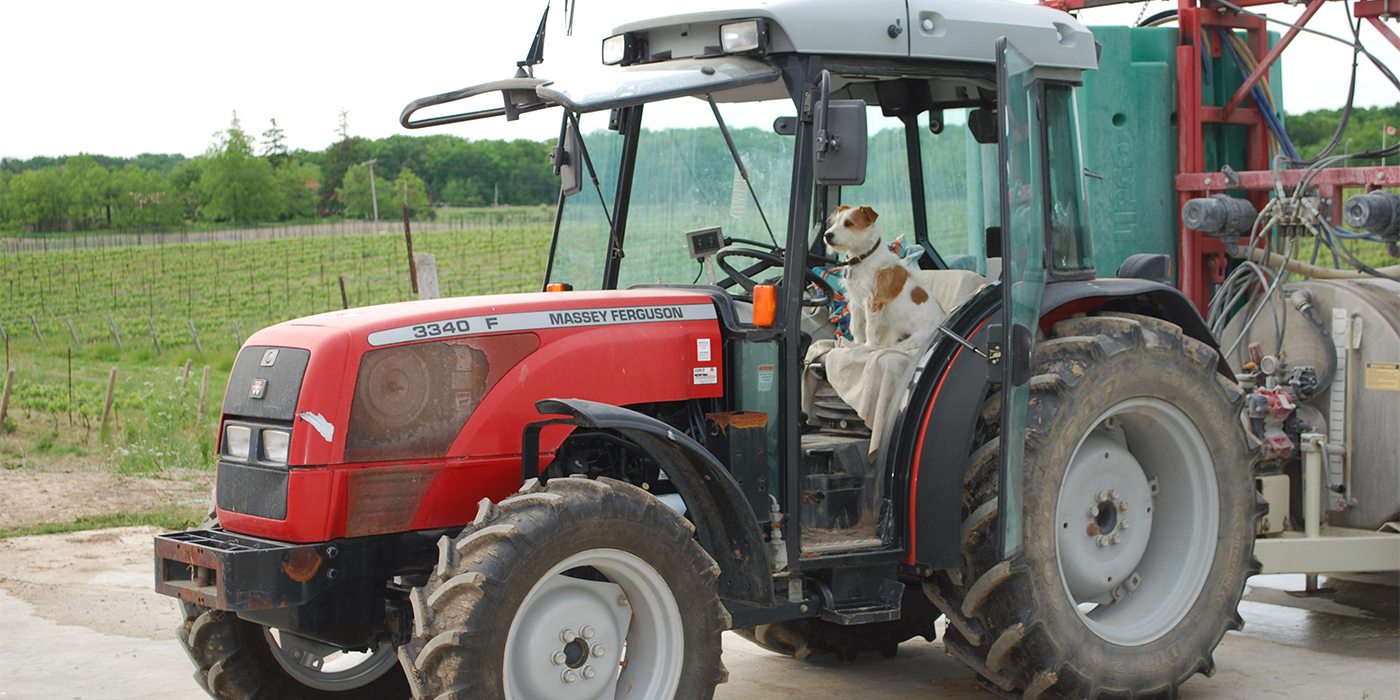 Bocci driving the tractor